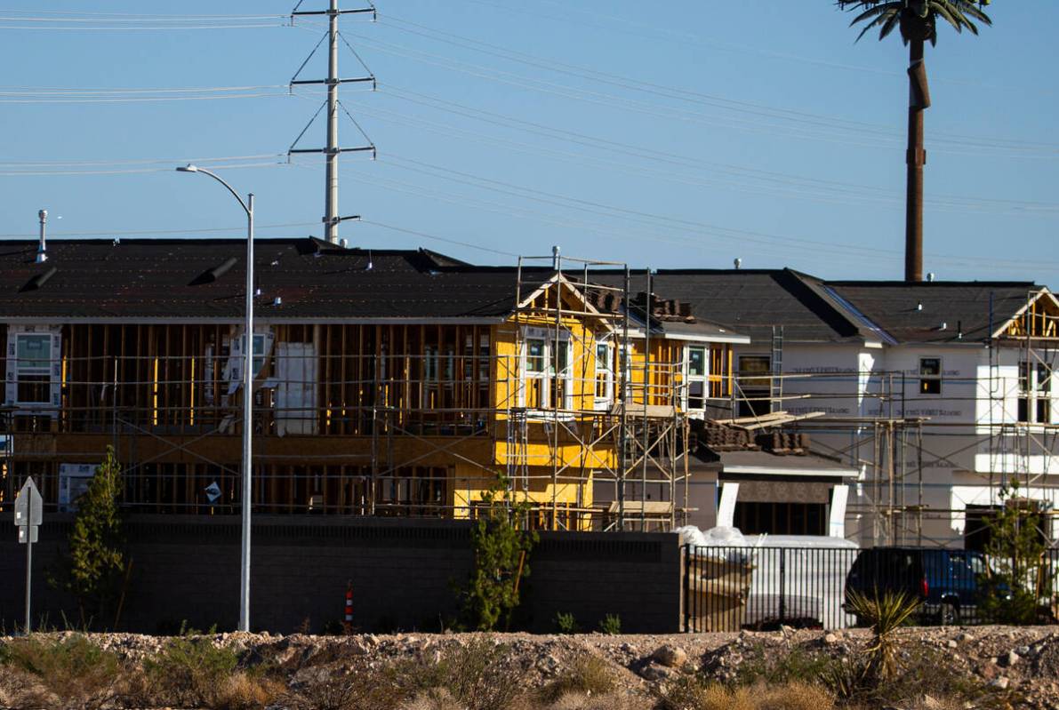 Homes are seen under construction near Wigwam Avenue and Rainbow Boulevard on Monday, Sept. 19, ...