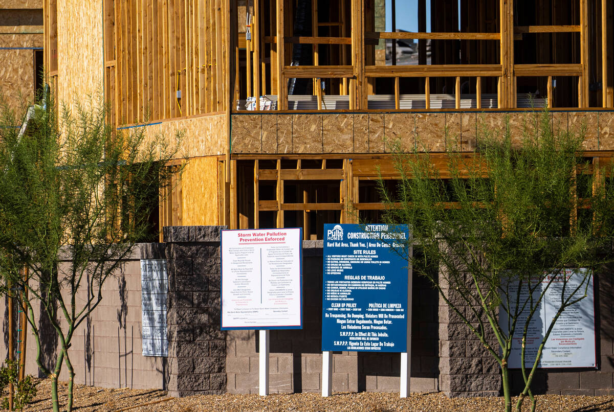 Homes are seen under construction near Wigwam Avenue and Rainbow Boulevard on Monday, Sept. 19, ...