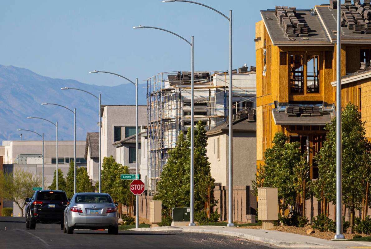 Homes are seen under construction near Wigwam Avenue and Rainbow Boulevard on Monday, Sept. 19, ...