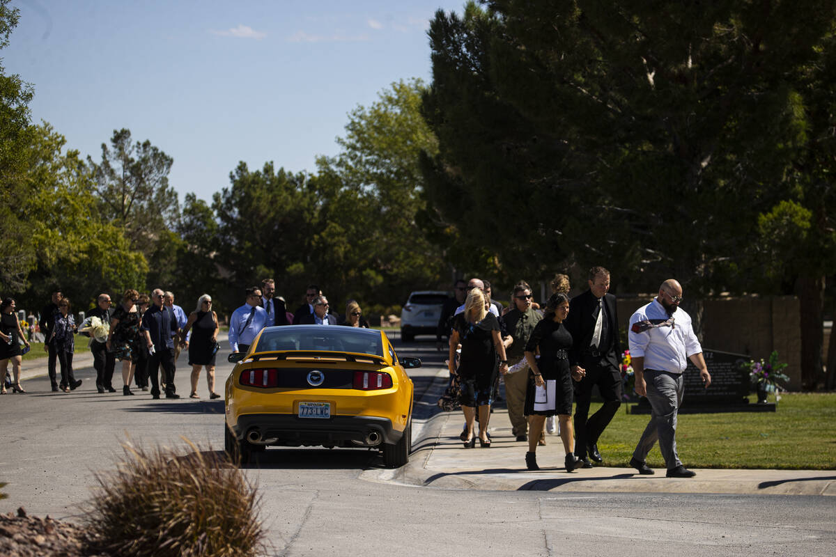 Family members walk in procession during a funeral service for Las Vegas City Councilman Steve ...