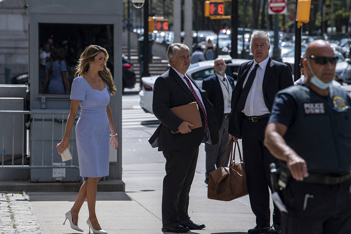 (Left to right) Donald Trump's attorneys Lindsey Halligan, James Trusty, Evan Corcoran arrive a ...