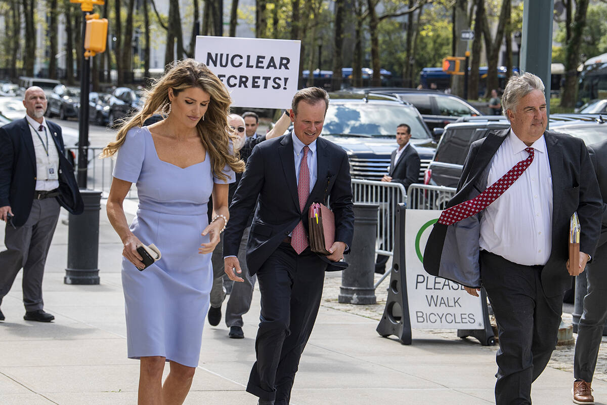 Donald Trump's attorneys Linsey Halligan, James Trusty, and Chris Kise arrive at Brooklyn Feder ...