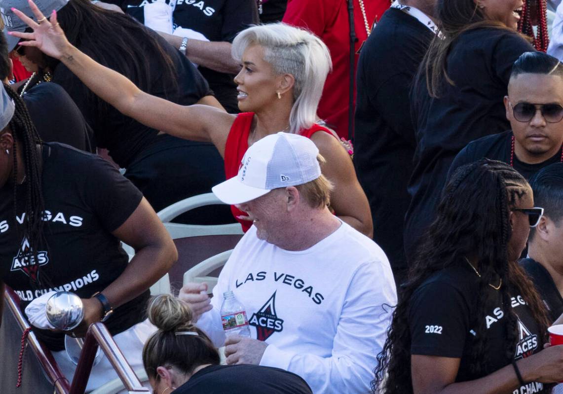 Las Vegas Aces' owner Mark Davis joined his players during the team's WNBA Championship victory ...