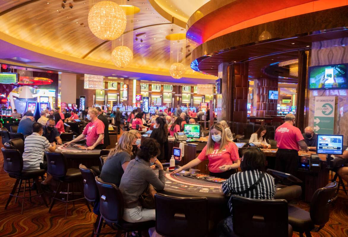 The tables are packed at Station Casinos' Red Rock Resort on Wednesday, May 12, 2021, in Las Ve ...