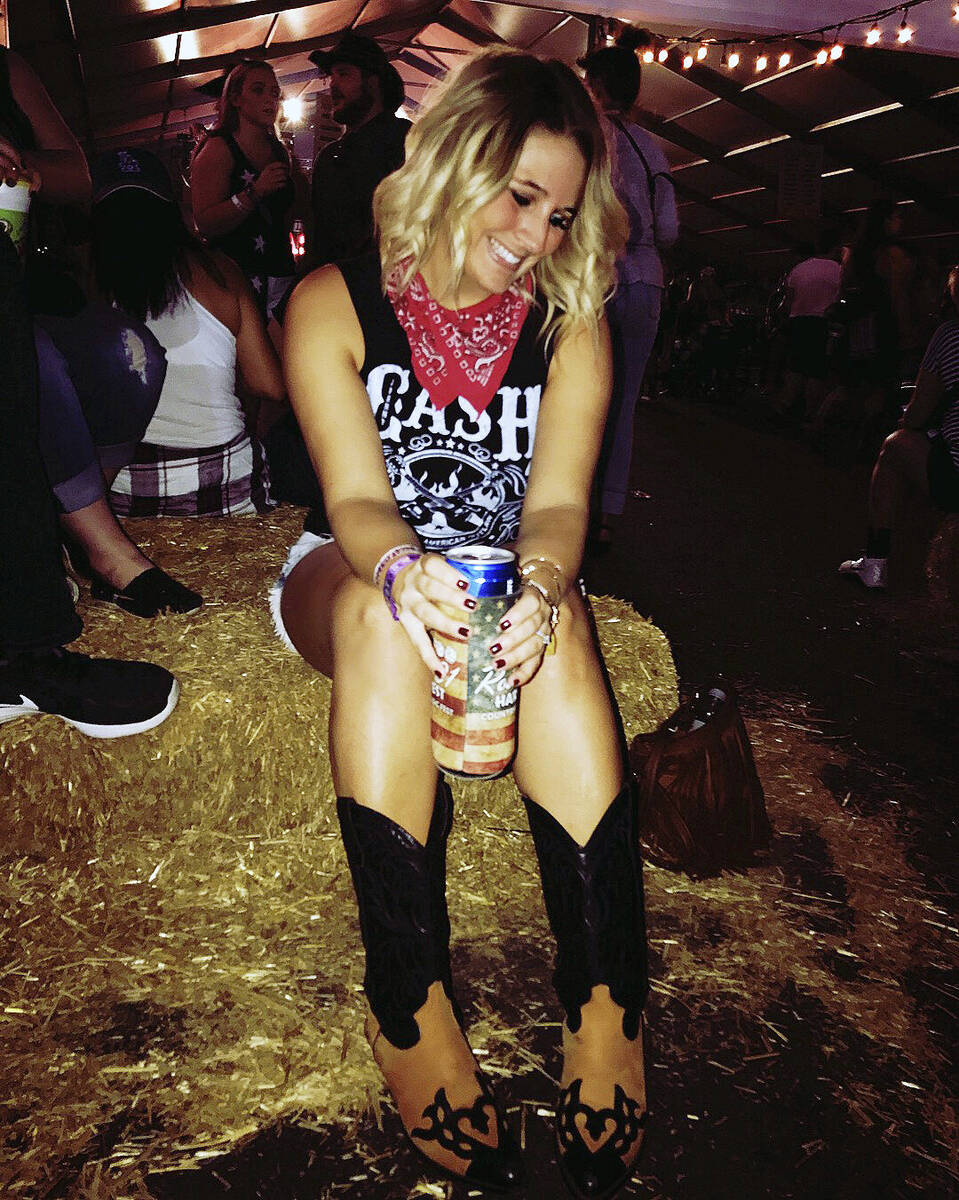Film producer Ashley Hoff appears at the Route 91 Harvest, a country music festival, on Oct. 1, ...