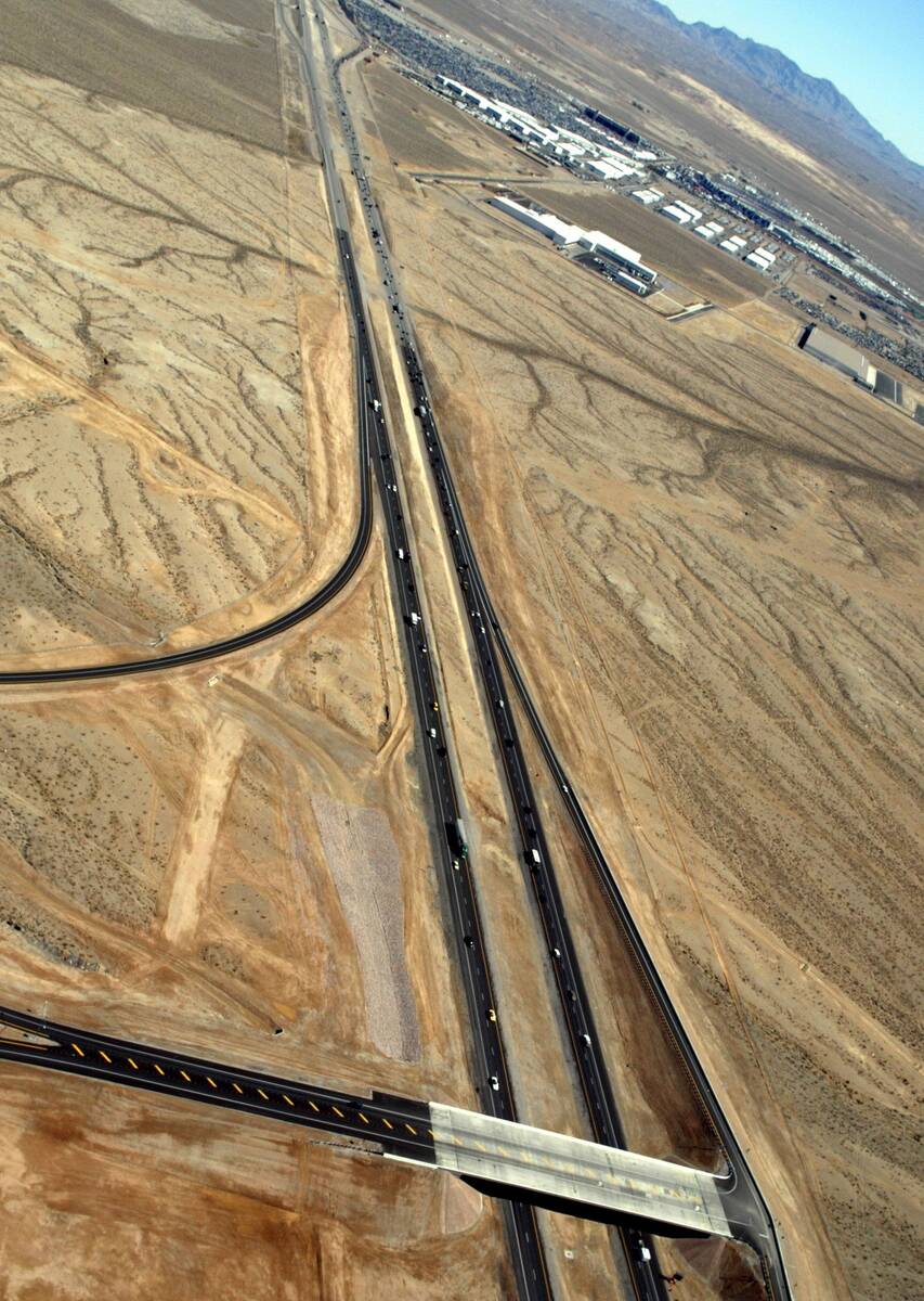 The I-215 Beltway deadends at I-15 near the Las Vegas Speedway. The photo was taken on March 2, ...