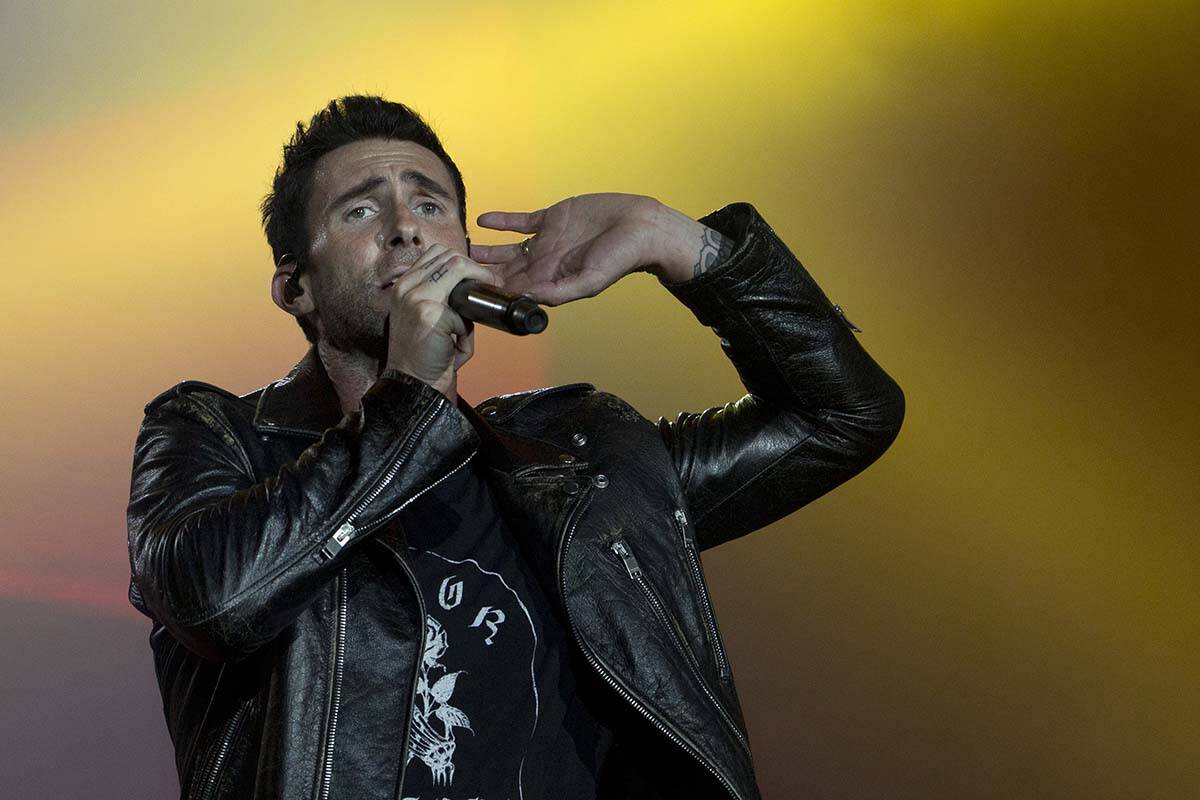FILE - In this Sept. 16, 2017, file photo, Adam Levine of Maroon 5 performs at the Rock in Rio ...