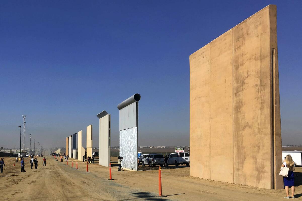 FILE - This Oct. 26, 2017 file photo shows prototypes of border walls in San Diego. (AP Photo/E ...