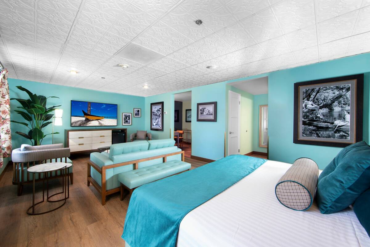 A remodeled suite in the Original 47 at El Cortez Hotel & Casino. The original hotel rooms abov ...