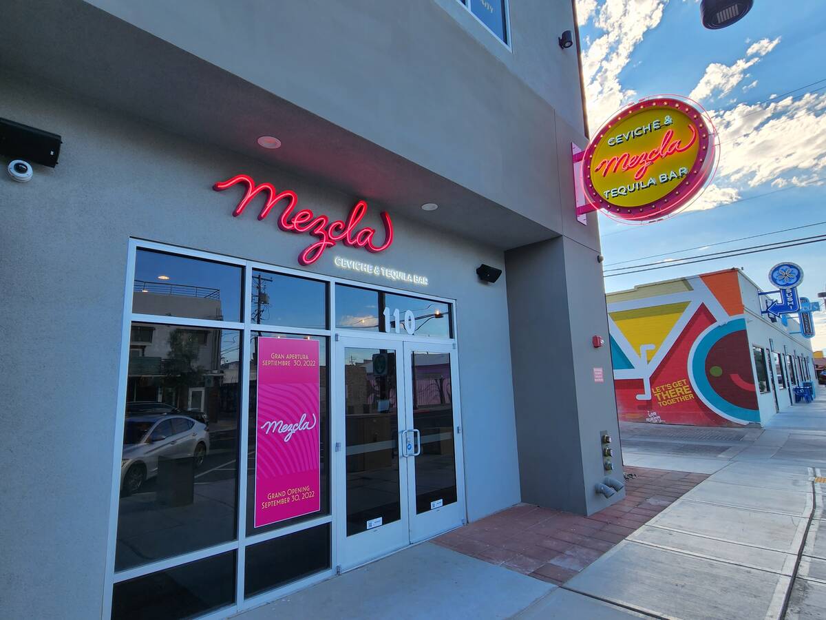 The exterior of Mezcla, a new tequila and ceviche bar in the Las Vegas Arts District. (Randy Ip)