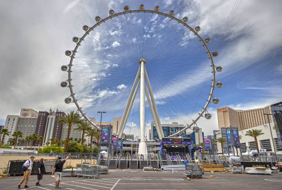 The view of the High Roller from the NFL Draft Stage on Tuesday, April 26, 2022, in Las Vegas. ...