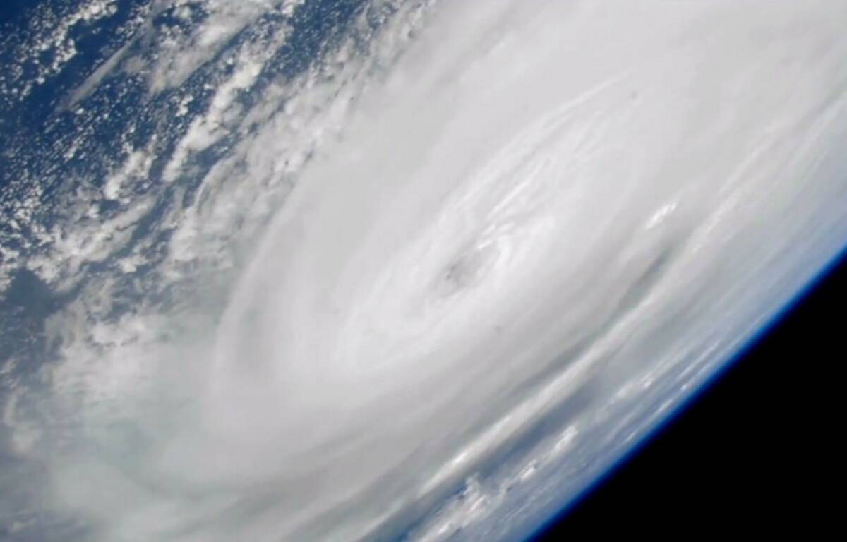 In this image made from a NASA livestream, Hurricane Ian is seen from the International Space S ...