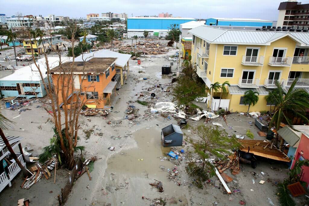 Damaged homes and businesses are seen in Fort Myers Beach, Fla., on Thursday, Sep 29, 2022, fol ...
