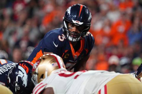 Denver Broncos quarterback Russell Wilson (3) plays against the San Francisco 49ers during a NF ...