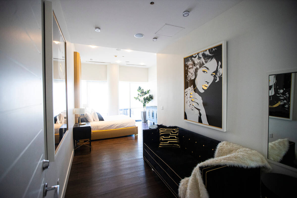 A guest suite Is seen at the Palms Place penthouse locator on the entire top floor of the build ...