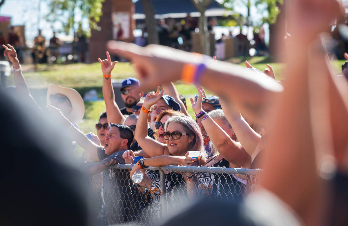 Attendees cheer during the Remember Music Festival on Saturday, Oct. 1, 2022, in Las Vegas. (Am ...