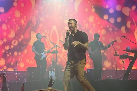 Adam Levine and Maroon 5 perform at The Event at MGM Grand Garden on Saturday, Oct. 1, 2022. Th ...