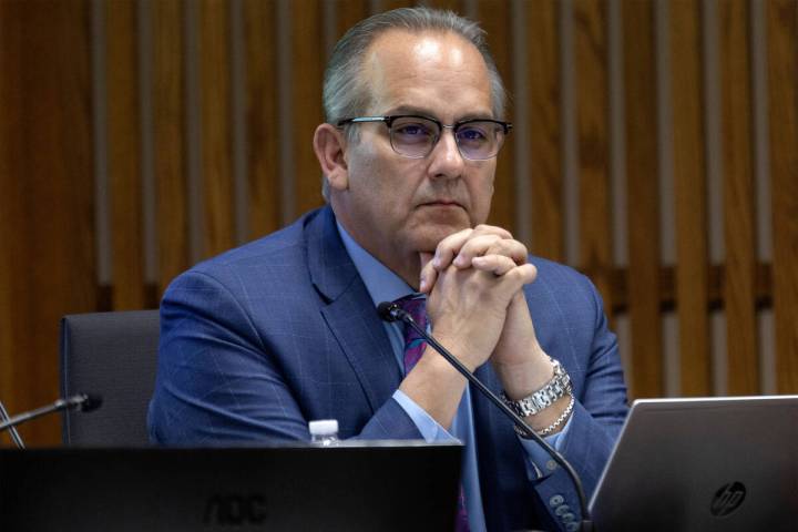 Clark County School District Superintendent Jesus Jara attends a School Board meeting at the Ed ...