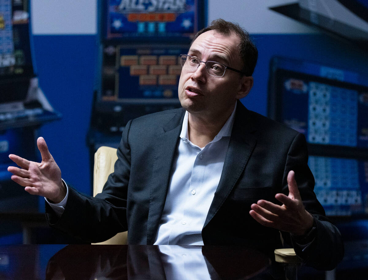 Nick Khin, chief operating officer of gaming for IGT, speaks during an interview with the Revie ...