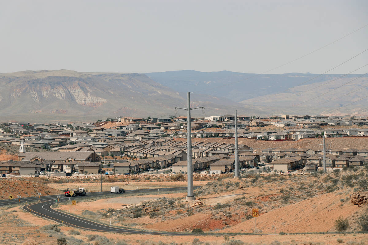 Residential areas of St. George, Utah, are seen on Aug. 11, 2021. (Sean Hemmersmeier/The Spectr ...