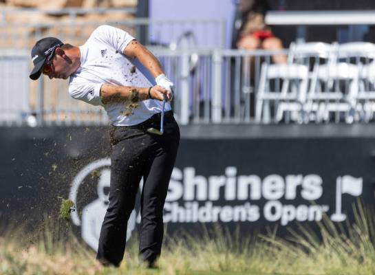 Lucas Herbert, of Australia, tees off on the seventeenth during the first round of the Shriners ...