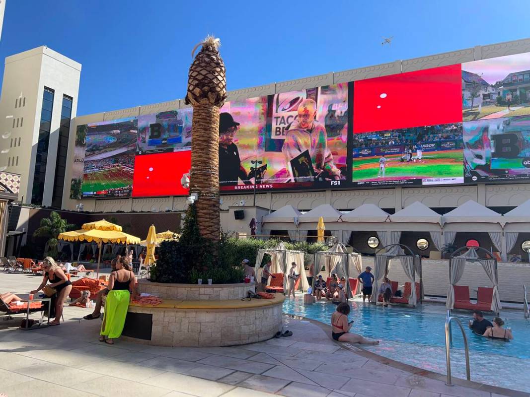 The Azilo Ultra Pool deck at Sahara is shown on Saturday, Oct. 8, 2022. (John Katsilometes/Las ...