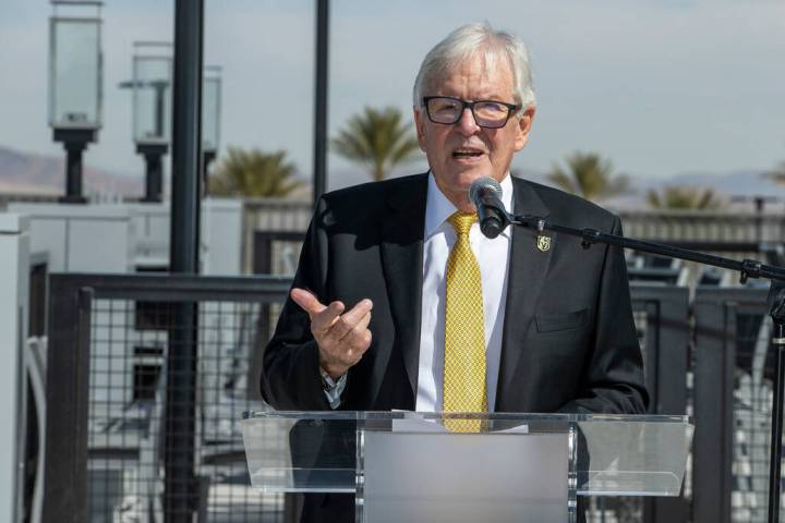 Golden Knights owner Bill Foley talks about being apart of the new arena during a ribbon-cuttin ...