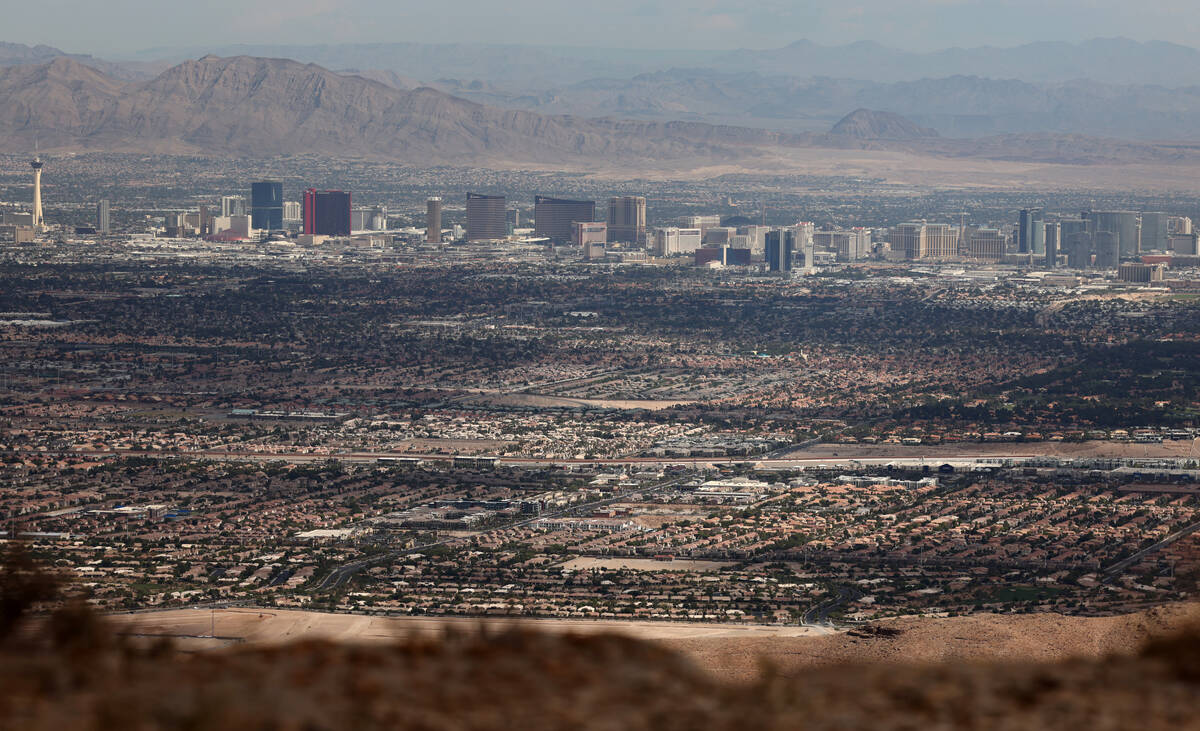 A view of the Las Vegas Valley from Blue Diamond Hill Gypsum Mine near Red Rock Canyon National ...