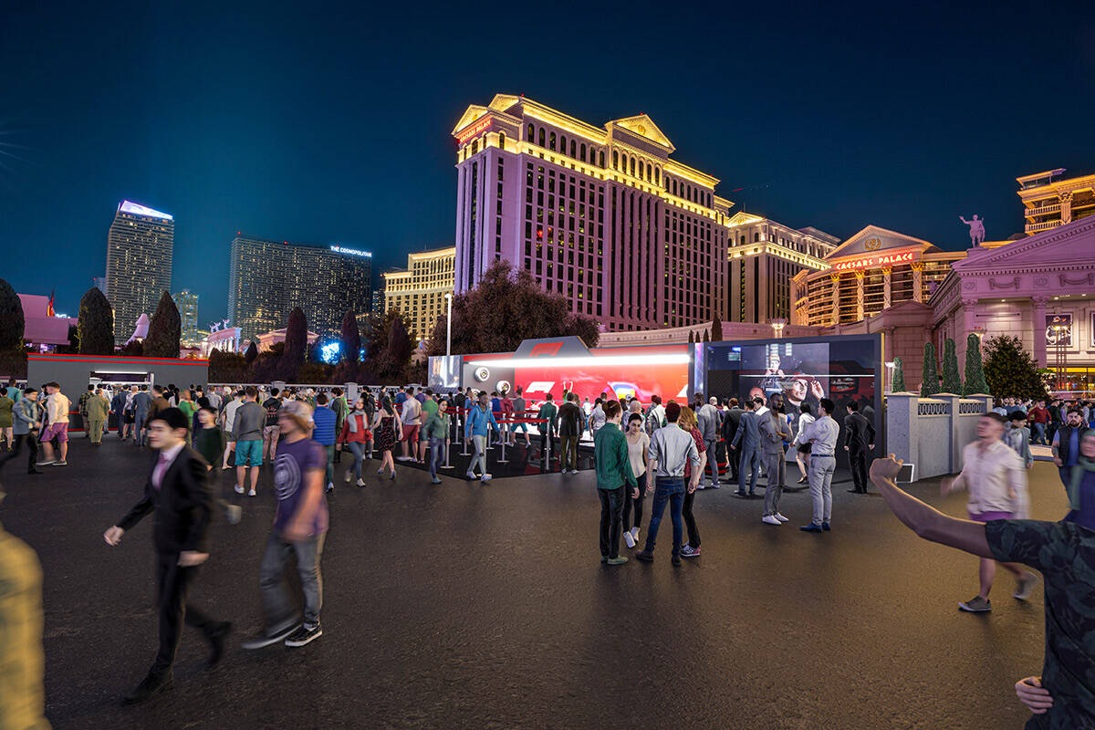 A rendering depicts Formula One Las Vegas Grand Prix fan festival site planned for Nov. 5, 2022 ...