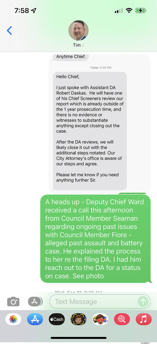 Text message between Las Vegas Department of Public Safety officials.