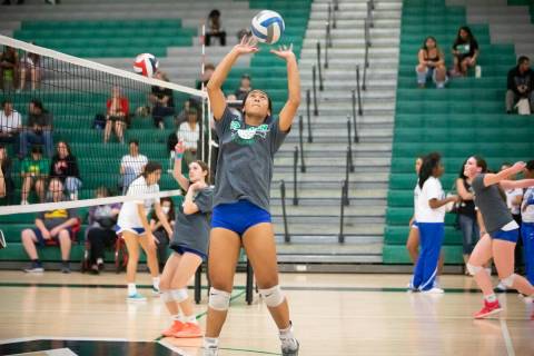 Green Valley’s Ensilina Savelio, #6, during the Green Valley-Palo Verde girls volleyball ...