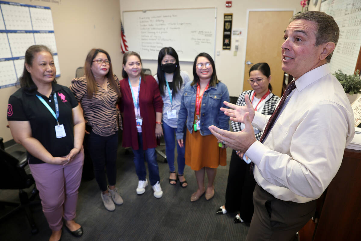 Principal Darryl Wyatt speaks during an interview at Bailey Middle School in Las Vegas on May 1 ...