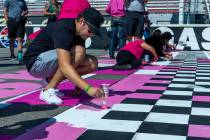 Las Vegas-born NASCAR driver Noah Gragson joins breast cancer survivors and guests with the Ame ...