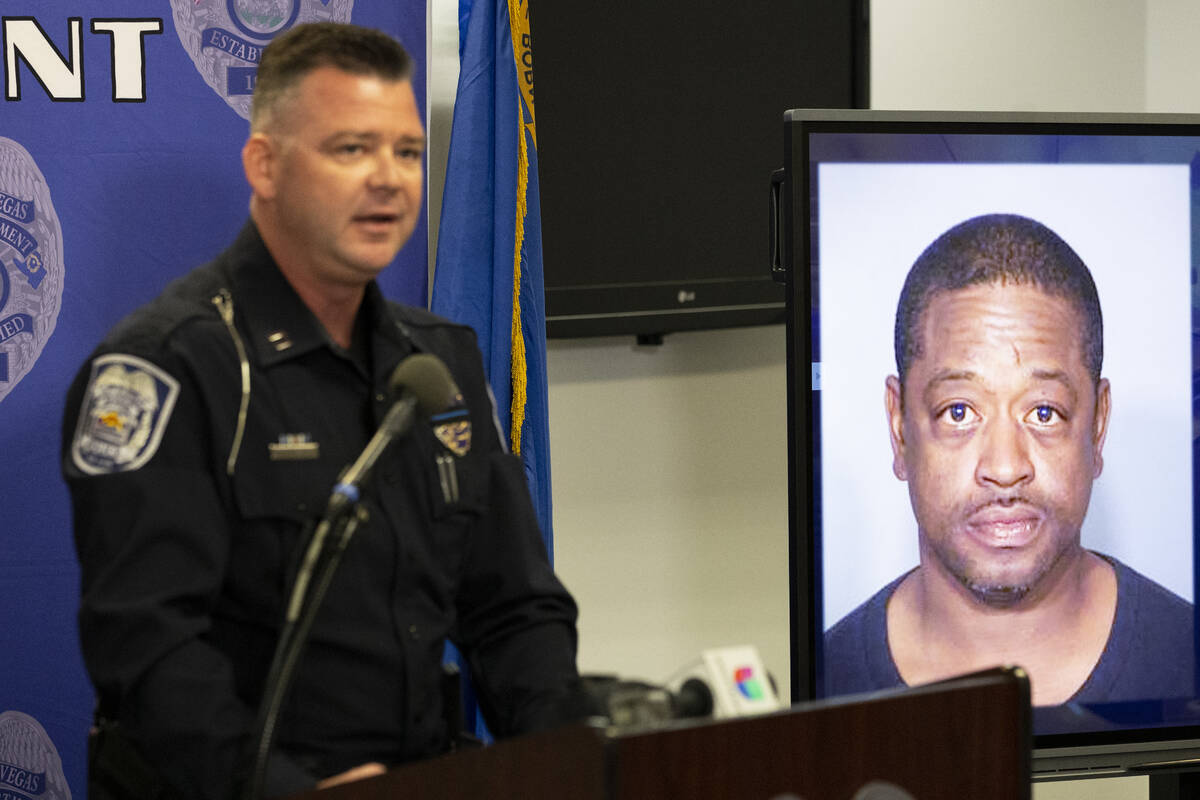 Captain Adam Hyde speaks on an officer involved shooting during a press conference at a North L ...