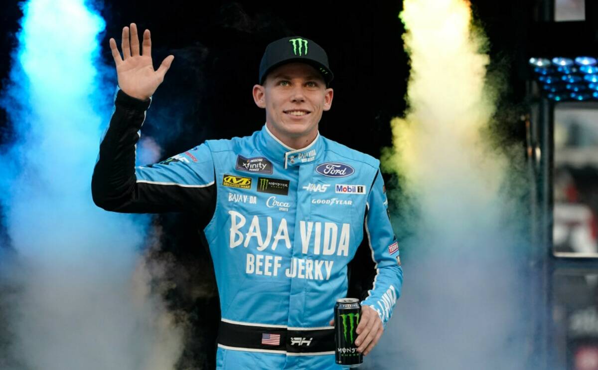 Riley Herbst is introduced before a NASCAR Xfinity Series auto race at Bristol Motor Speedway F ...