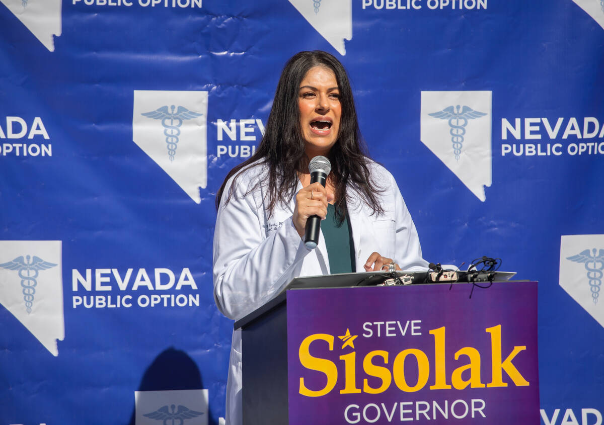 Dr. Harpreet Tsui speaks at a press conference on Thursday, Oct. 13, 2022, in Las Vegas. (Amaya ...