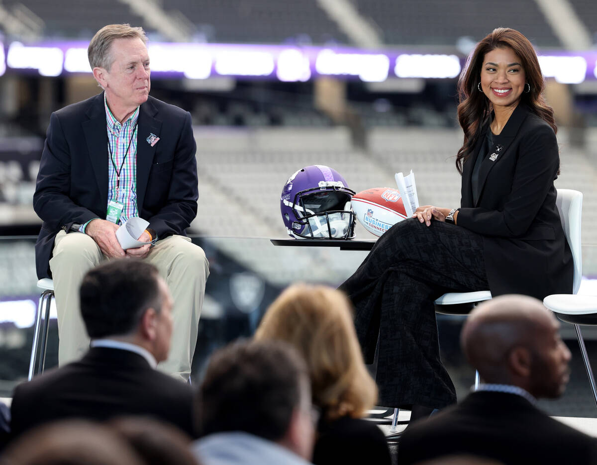Las Vegas Super Bowl Committee Chairman Maury Gallagher and Co-Chairwoman, Raiders President Sa ...
