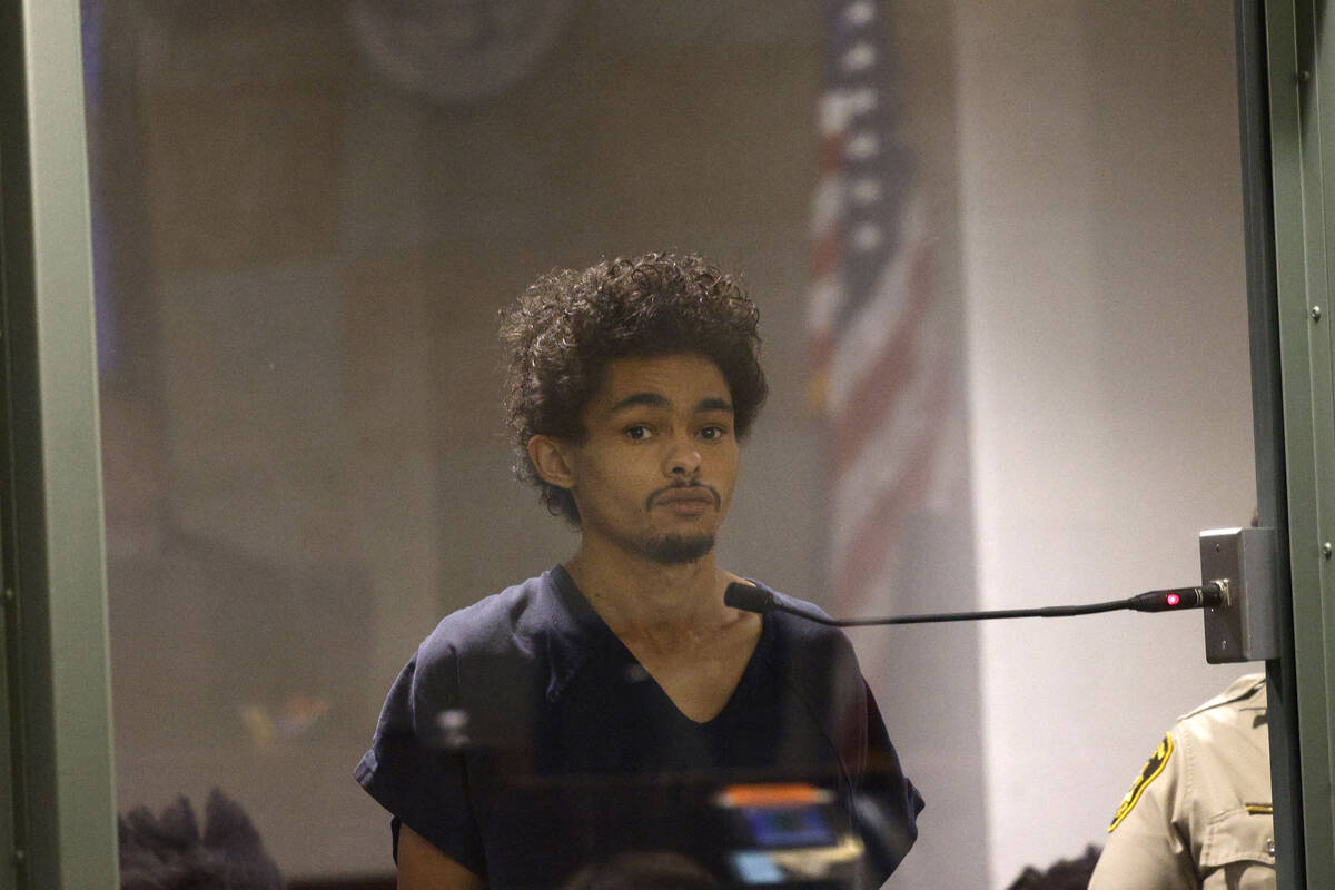 Tyson Hampton, who is accused of killing Las Vegas police officer Truong Thai, appears in court ...