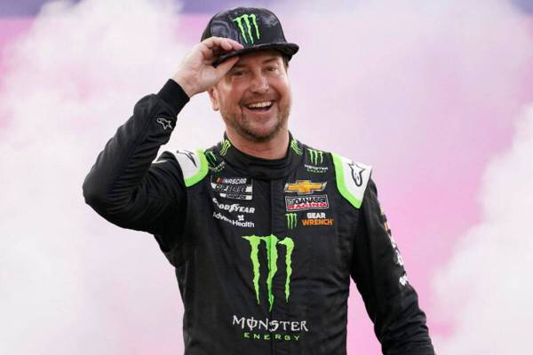 Kurt Busch waves to the crowd during driver introductions prior to the start of the NASCAR Cup ...