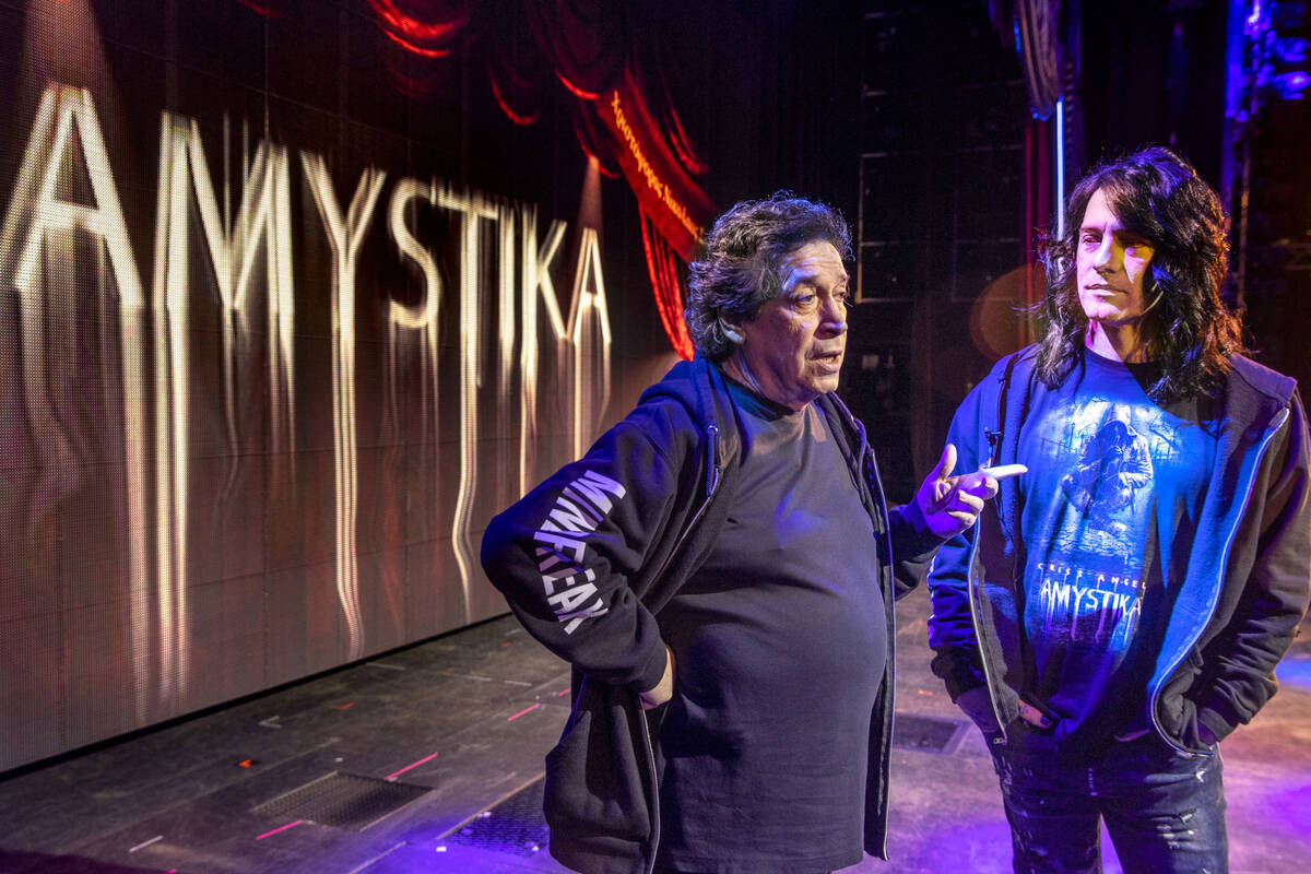 "Amystika" co-creators Franco Dragone, left, and Criss Angel talk about the new production prio ...