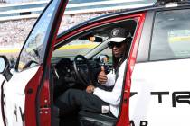 Honorary pace car driver Davante Adams of the Raiders poses for a picture before the start of t ...