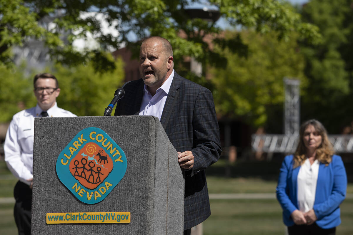 Kevin Schiller, assistant county manager for Clark County, provides an update on coronavirus fi ...