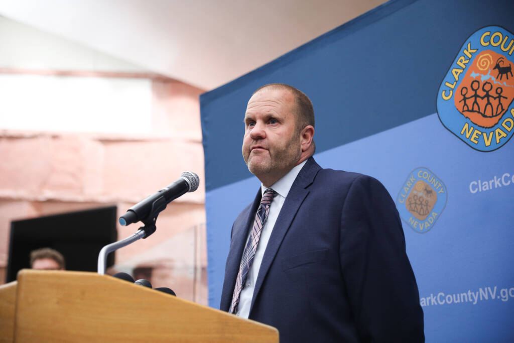 Clark County Assistant County Manager Kevin Schiller speaks at a press conference to unveil a p ...