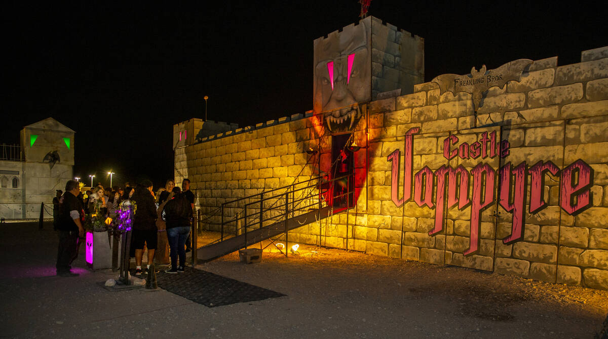 The next group to enter readies outside the Castle Vampyre haunted house during the Freakling B ...