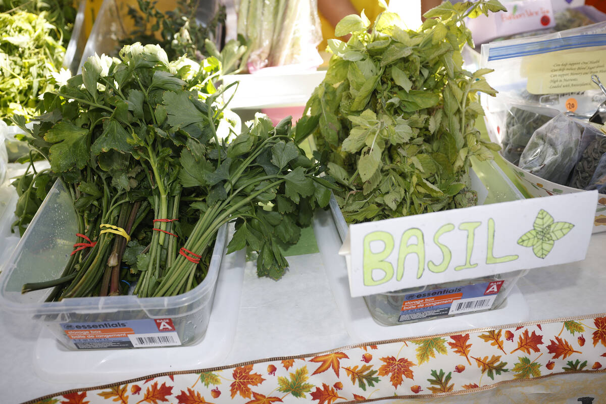 Fresh products are seen at the Sierra Vista High School booth on Thursday, Oct. 20, 2022, durin ...