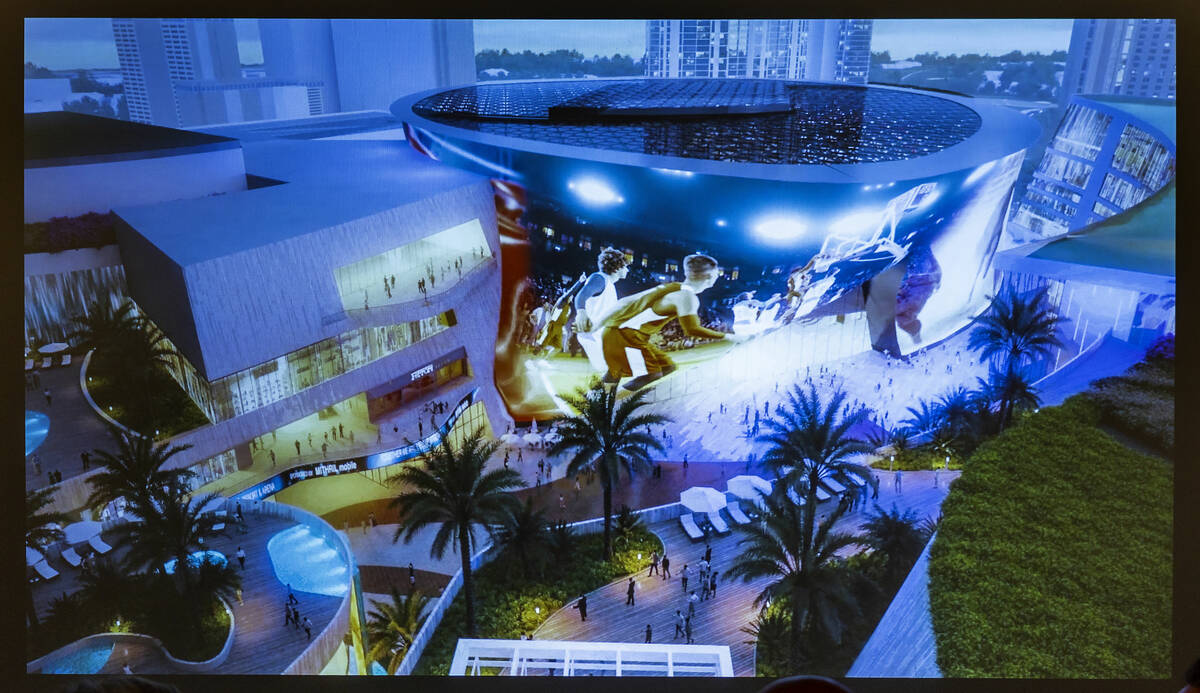 Image from video of design for the ALL NET Resort & Arena project during press conference a ...