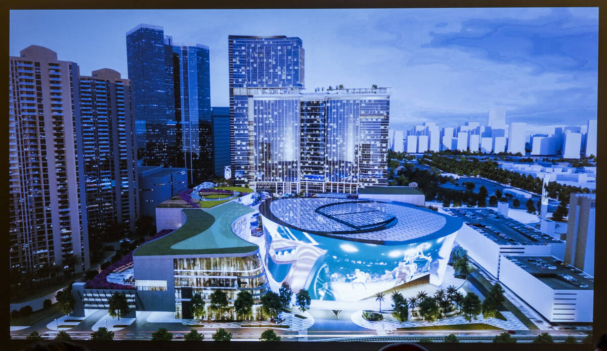 Image from video of design for the ALL NET Resort & Arena project during press conference a ...