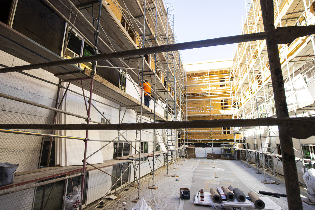 A courtyard at the under-construction ShareDOWNTOWN Fremont East location off of Stewart Avenue ...