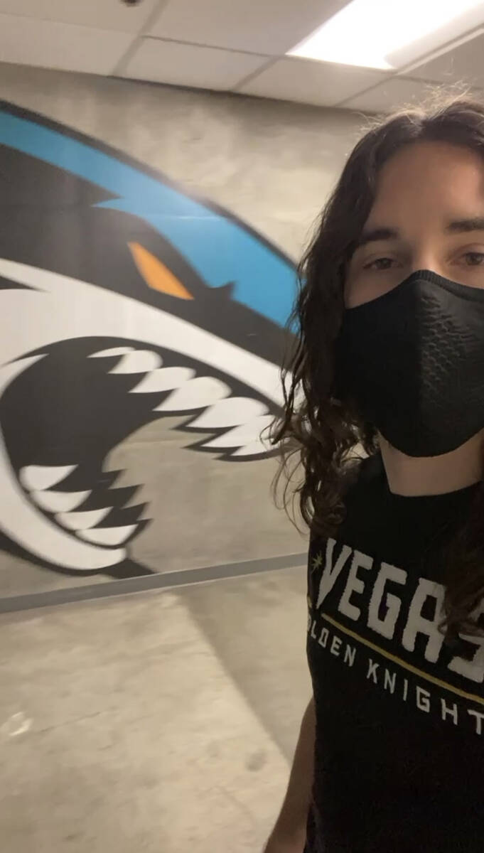 Las Vegas native Frankie Sidoris is shown sporting his Vegas Golden Knights T-shirt while on hi ...