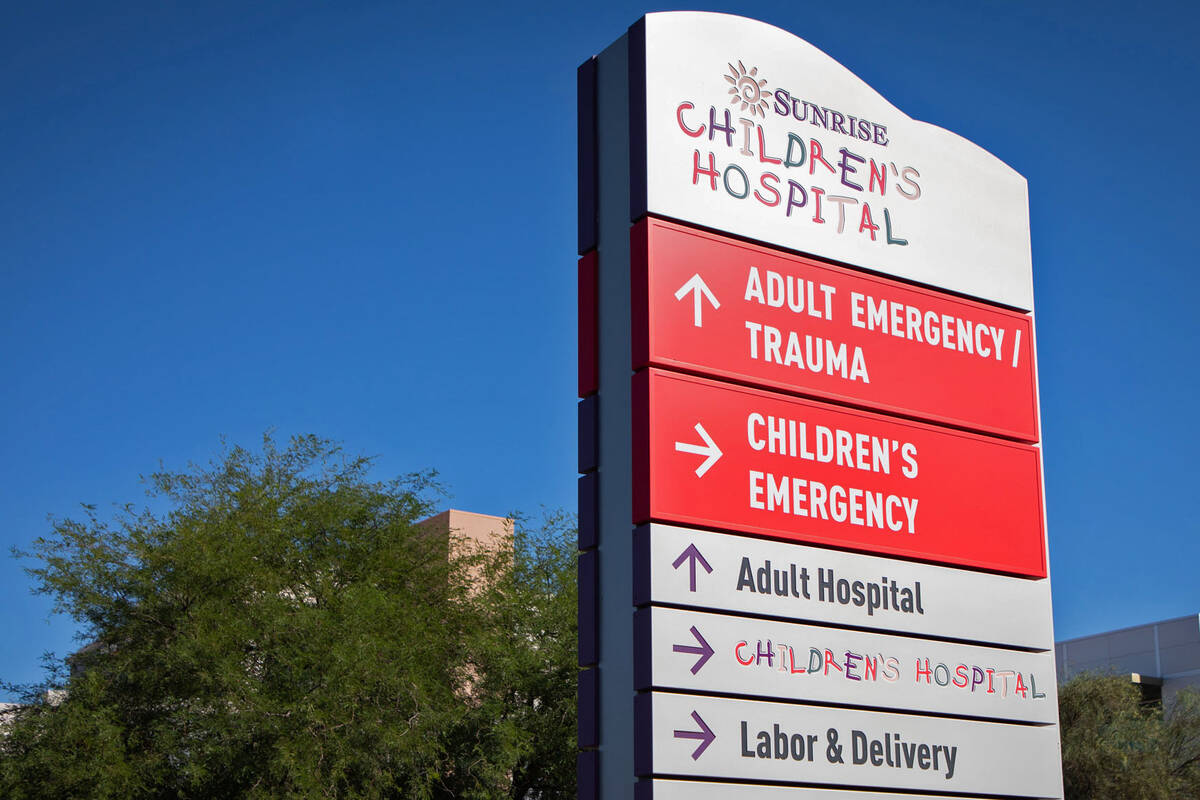 The Sunrise Children’s Hospital on Friday, Oct. 21, 2022, in Las Vegas. Three cases of C ...